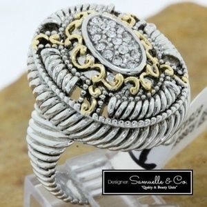 18k Gold High Polish Layered White Zircon Ring